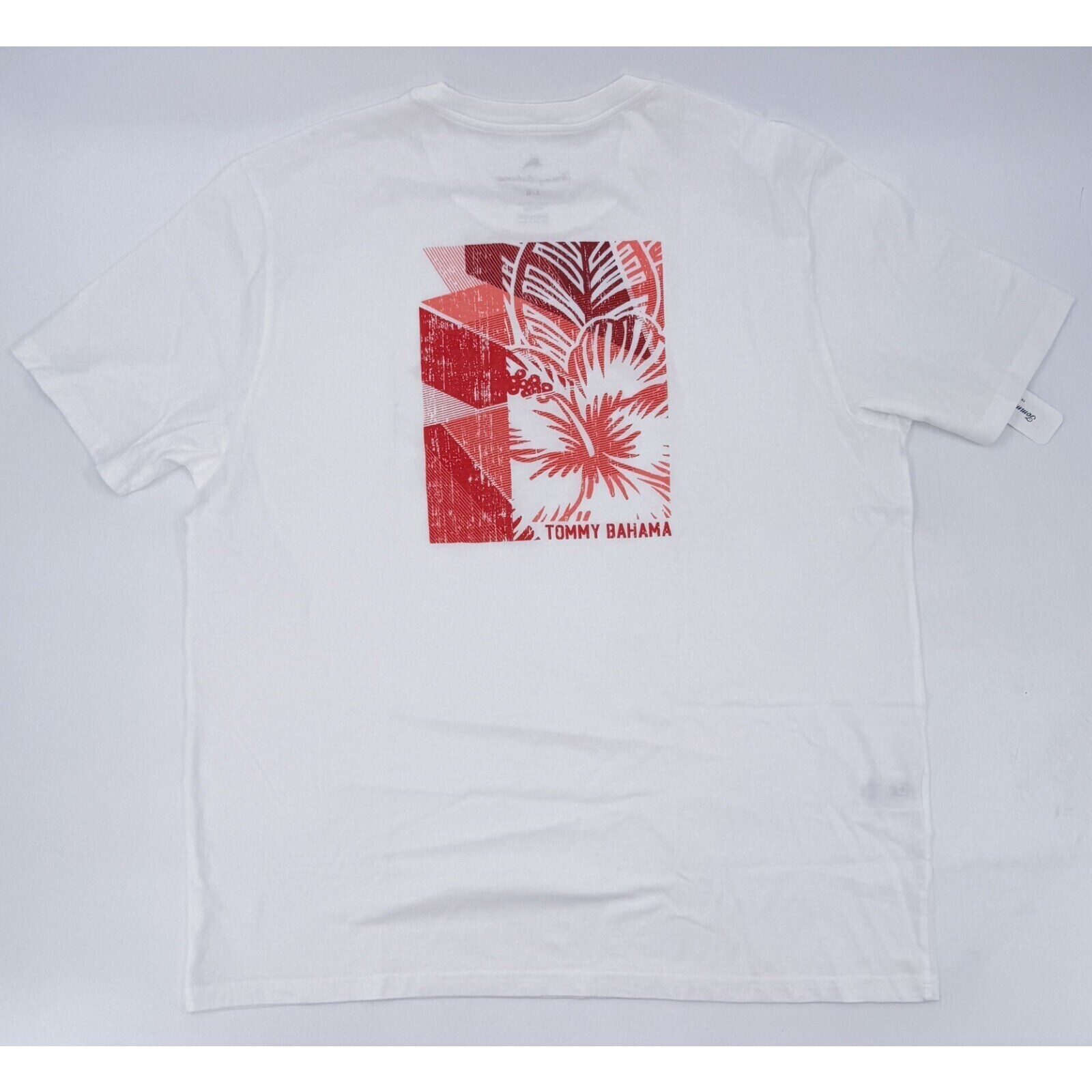 New Tommy Bahama Shirt Mens Large White T-Shirt Pullover Crew Neck Hibiscus *